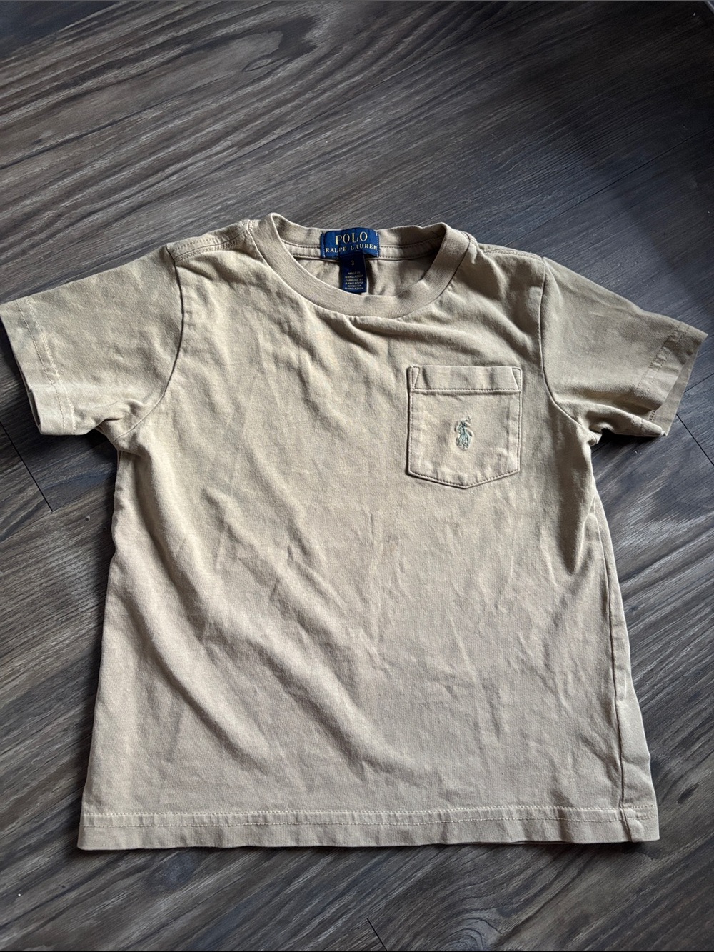 Polo by Ralph Lauren Boy Toddler Beige Short Sleeve Pocket Tee- size 3T